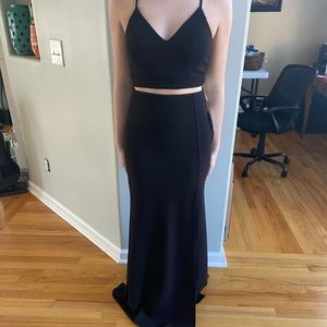 Two piece black prom dress